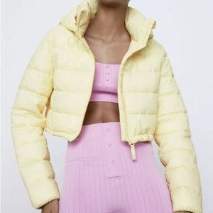 Yellow Cropped Zara Puffer